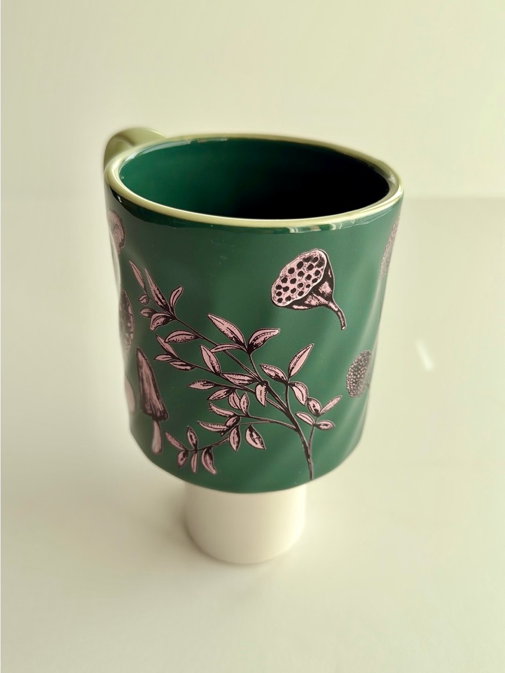 Anthropologie Elin Mug with Pink Botanical & Mushroom Motif - Picture 3 of 7